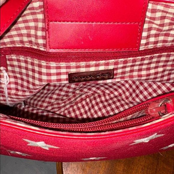 Amanda Smith   Patriotic  shoulder bag  canvas red/white embroidered stars  NWOT - Picture 14 of 17